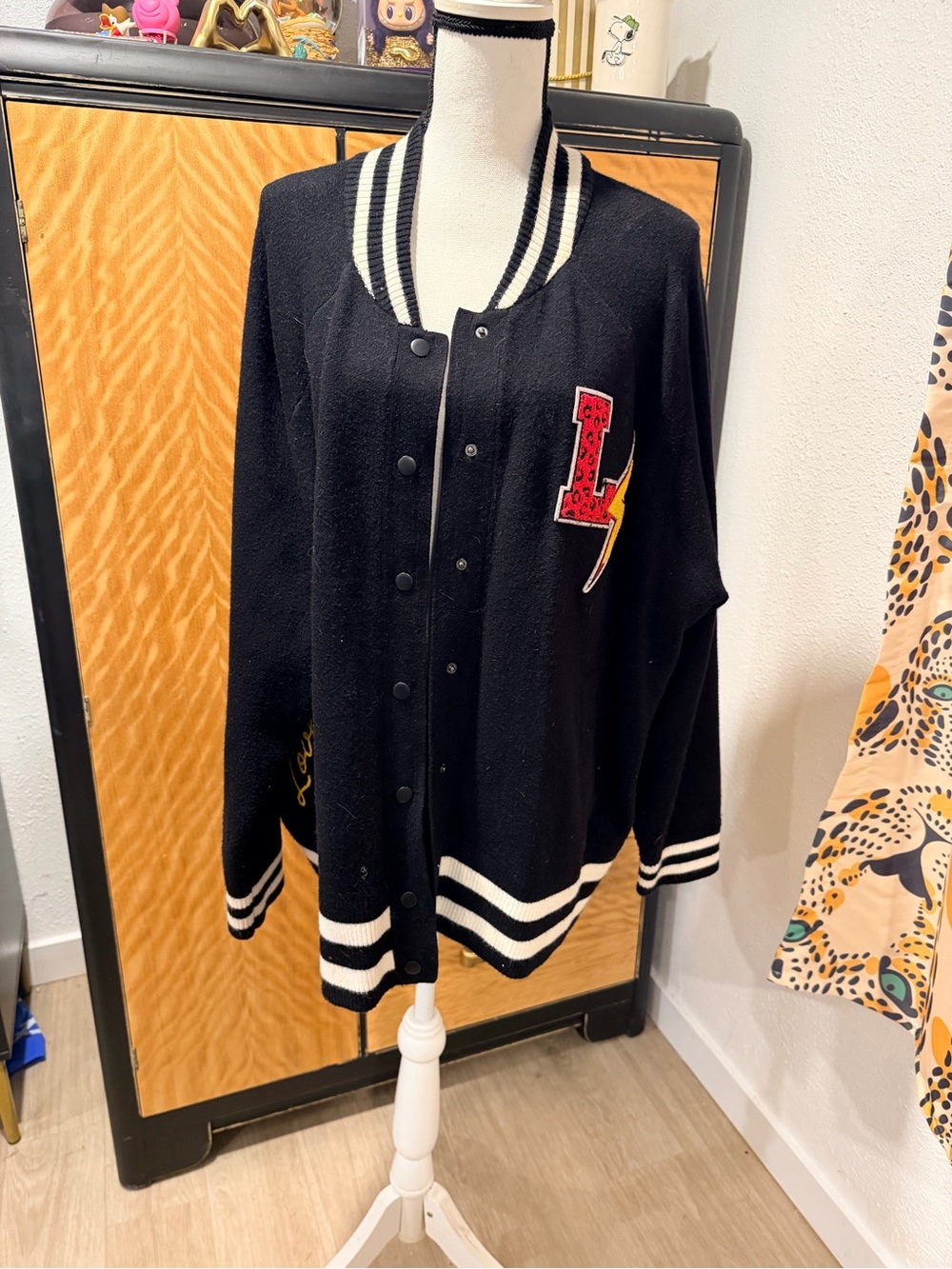 Torrid Lovesick line Black Varsity-Style Women's Jacket with Stripe Trim 2x